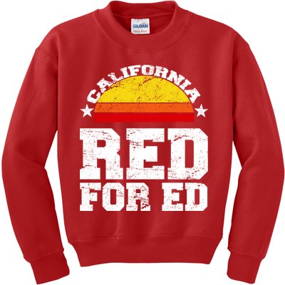Red For Ed California Sunset Disstressed Kids Sweatshirt