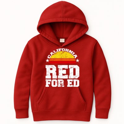 Red For Ed California Sunset Disstressed Kids Hoodie
