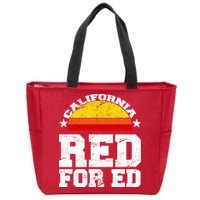 Red For Ed California Sunset Disstressed Zip Tote Bag