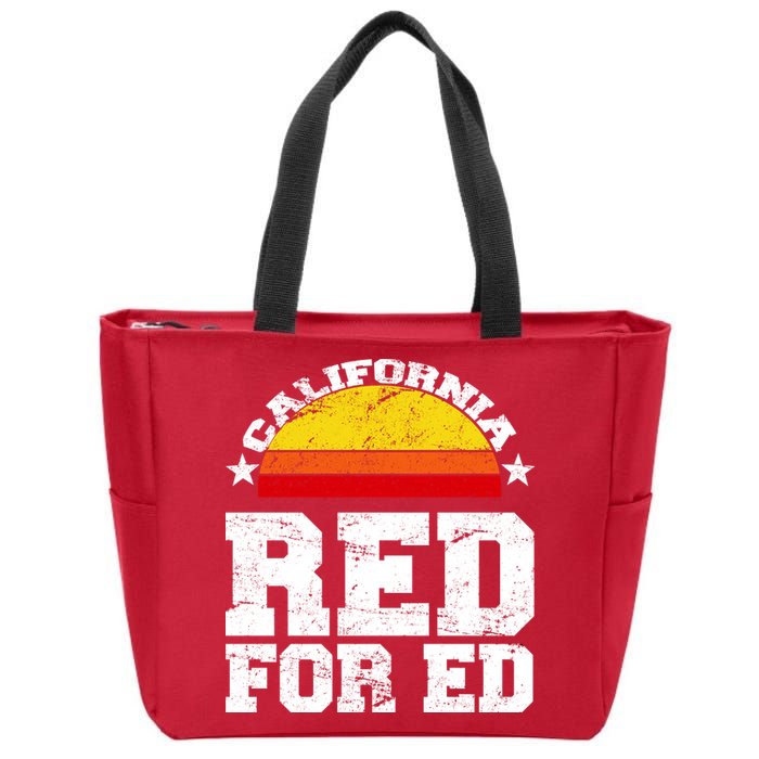 Red For Ed California Sunset Disstressed Zip Tote Bag