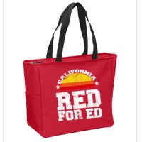 Red For Ed California Sunset Disstressed Zip Tote Bag