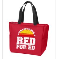 Red For Ed California Sunset Disstressed Zip Tote Bag