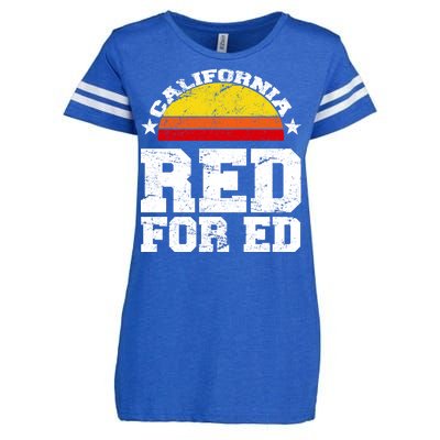 Red For Ed California Sunset Disstressed Enza Ladies Jersey Football T-Shirt