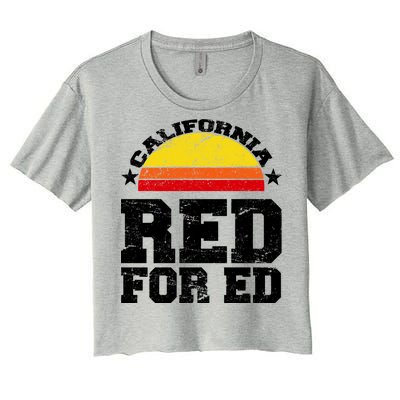 Red For Ed California Sunset Disstressed Women's Crop Top Tee