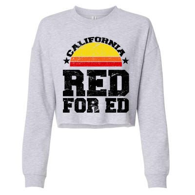 Red For Ed California Sunset Disstressed Cropped Pullover Crew