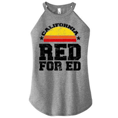 Red For Ed California Sunset Disstressed Women’s Perfect Tri Rocker Tank