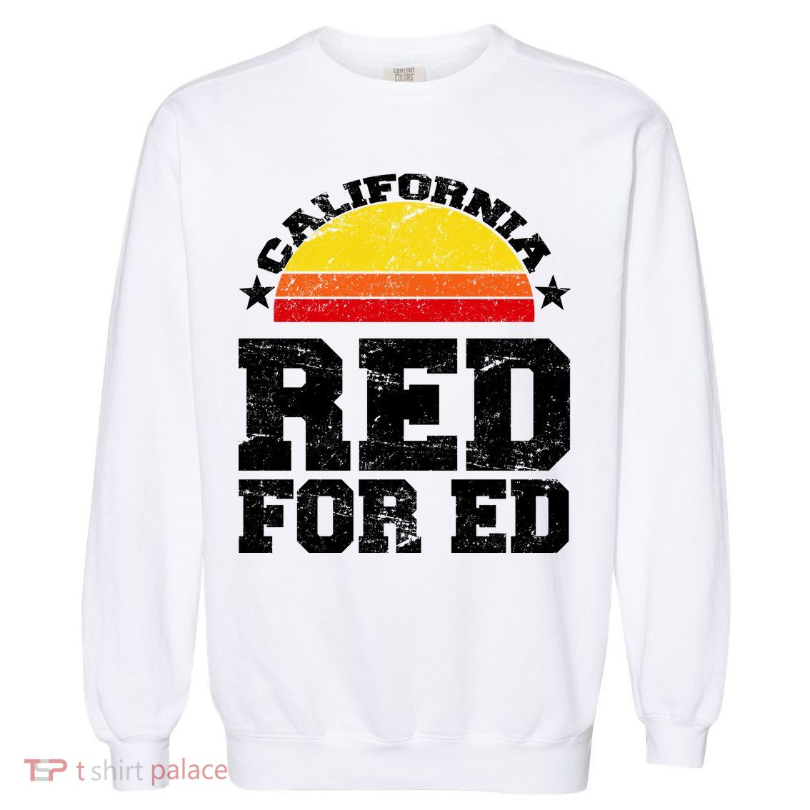 Red For Ed California Sunset Disstressed Garment-Dyed Sweatshirt