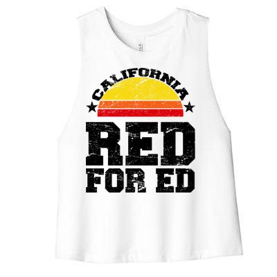 Red For Ed California Sunset Disstressed Women's Racerback Cropped Tank