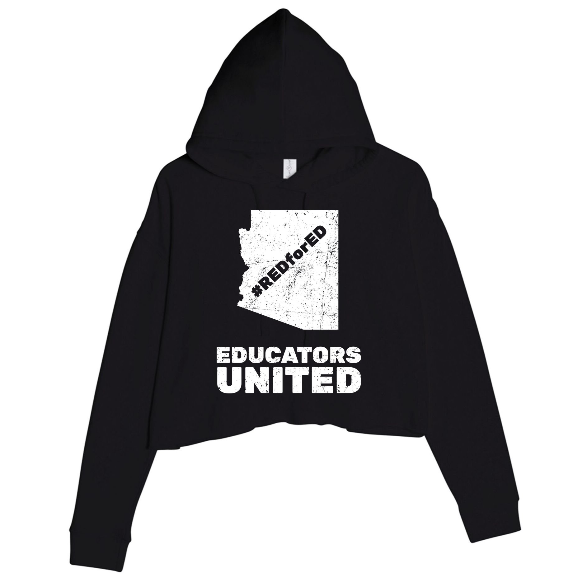 Red For Ed Educators United Vintage Arizona Teacher Crop Fleece Hoodie