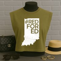 Red For Ed Indiana Garment-Dyed Women's Muscle Tee