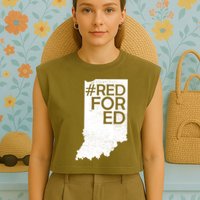 Red For Ed Indiana Garment-Dyed Women's Muscle Tee