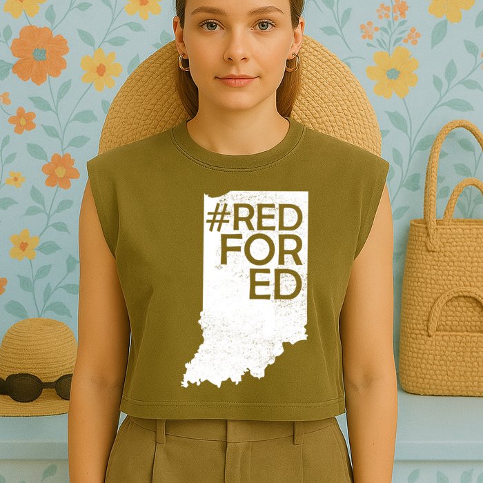 Red For Ed Indiana Garment-Dyed Women's Muscle Tee