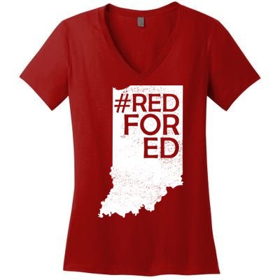Red For Ed Indiana Women's V-Neck T-Shirt