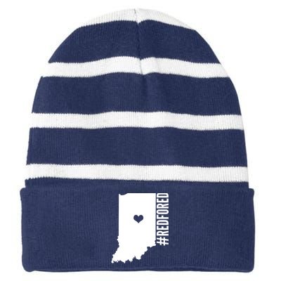 RED For ED Indiana Education Striped Beanie with Solid Band