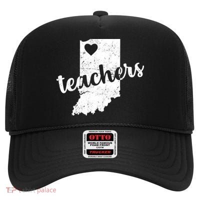 Red For Ed Indiana Teachers High Crown Mesh Back Trucker Hat