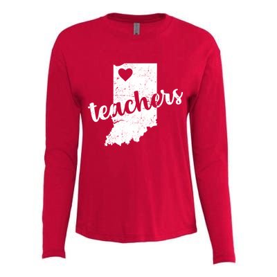 Red For Ed Indiana Teachers Womens Cotton Relaxed Long Sleeve T-Shirt