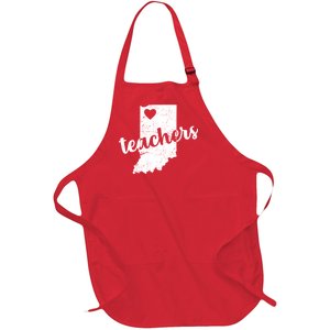 Red For Ed Indiana Teachers Full-Length Apron With Pockets