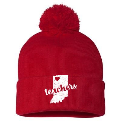 Red For Ed Indiana Teachers Pom Pom 12in Knit Beanie