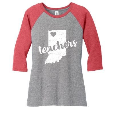 Red For Ed Indiana Teachers Women's Tri-Blend 3/4-Sleeve Raglan Shirt