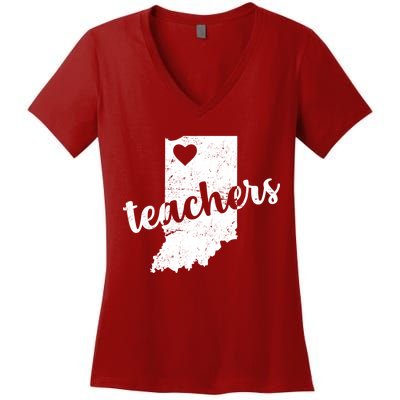 Red For Ed Indiana Teachers Women's V-Neck T-Shirt