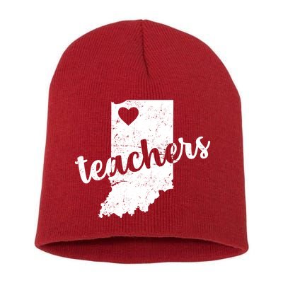 Red For Ed Indiana Teachers Short Acrylic Beanie