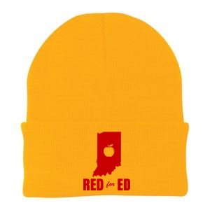 Red For Ed Indiana Teachers Apple Knit Cap Winter Beanie