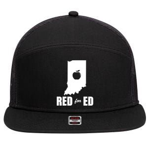 Red For Ed Indiana Teachers Apple 7 Panel Mesh Trucker Snapback Hat