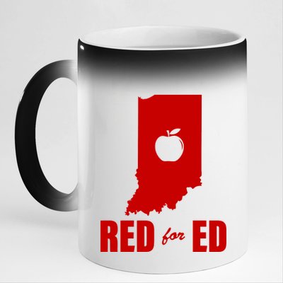 Red For Ed Indiana Teachers Apple 11oz Black Color Changing Mug