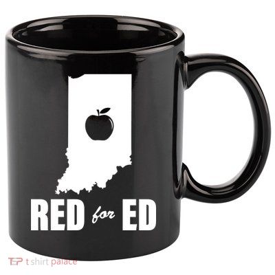Red For Ed Indiana Teachers Apple 11oz C Handle Ceramic Mug