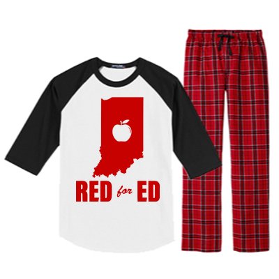 Red For Ed Indiana Teachers Apple Raglan Sleeve Pajama Set