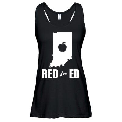 Red For Ed Indiana Teachers Apple Ladies Essential Flowy Tank