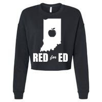 Red For Ed Indiana Teachers Apple Cropped Pullover Crew