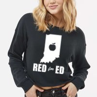 Red For Ed Indiana Teachers Apple Cropped Pullover Crew