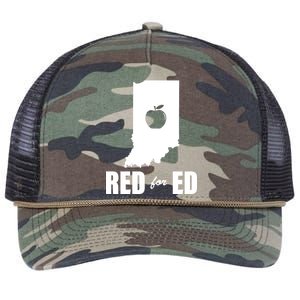 Red For Ed Indiana Teachers Apple Retro Rope Trucker Hat Cap