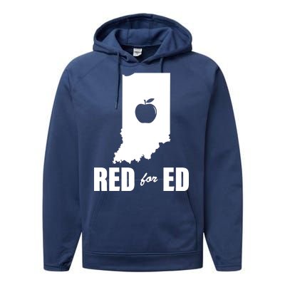 Red For Ed Indiana Teachers Apple Performance Fleece Hoodie