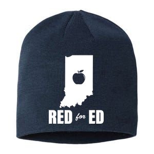 Red For Ed Indiana Teachers Apple Sustainable Beanie