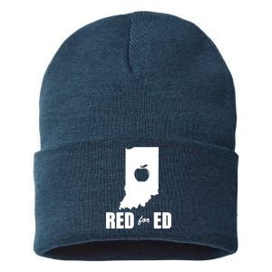 Red For Ed Indiana Teachers Apple Sustainable Knit Beanie