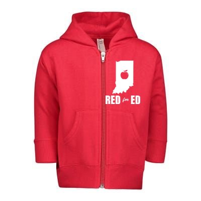 Red For Ed Indiana Teachers Apple Toddler Zip Fleece Hoodie