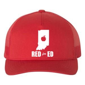 Red For Ed Indiana Teachers Apple Yupoong Adult 5-Panel Trucker Hat