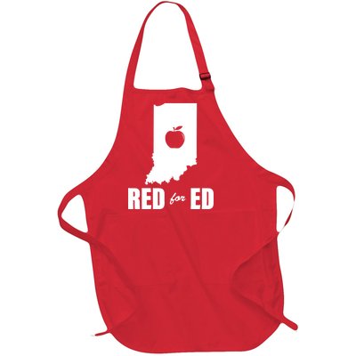 Red For Ed Indiana Teachers Apple Full-Length Apron With Pockets