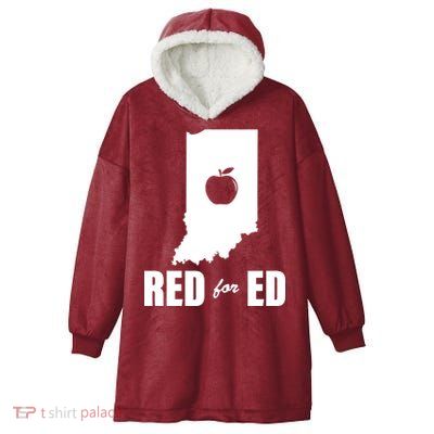 Red For Ed Indiana Teachers Apple Hooded Wearable Blanket