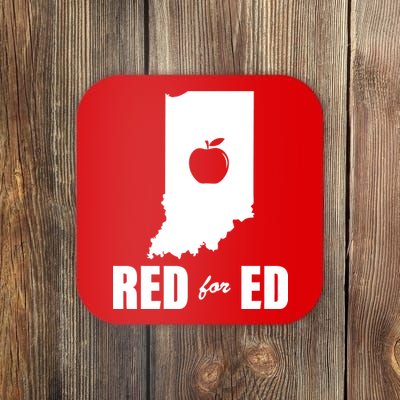 Red For Ed Indiana Teachers Apple Coaster