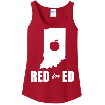 Red For Ed Indiana Teachers Apple Ladies Essential Tank