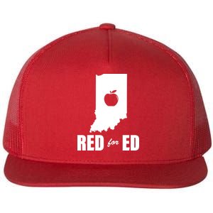 Red For Ed Indiana Teachers Apple Flat Bill Trucker Hat