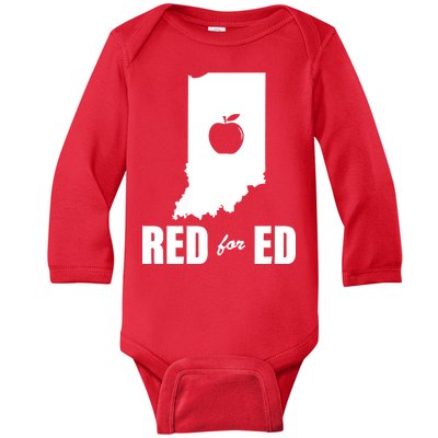 Red For Ed Indiana Teachers Apple Baby Long Sleeve Bodysuit