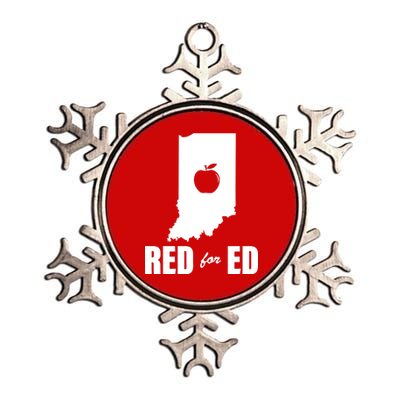 Red For Ed Indiana Teachers Apple Metallic Star Ornament