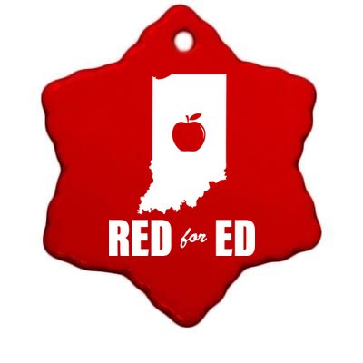 Red For Ed Indiana Teachers Apple Ceramic Star Ornament