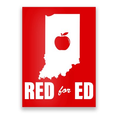 Red For Ed Indiana Teachers Apple Poster