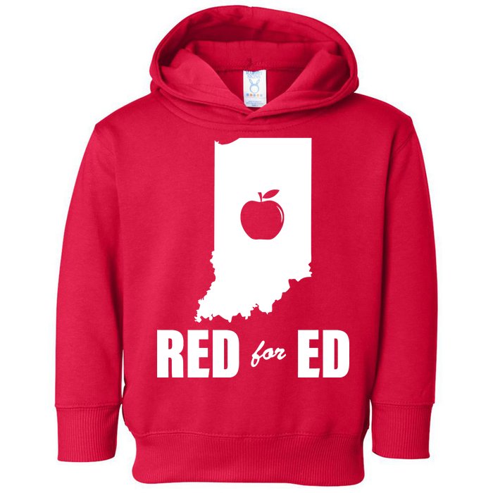 Red For Ed Indiana Teachers Apple Toddler Hoodie