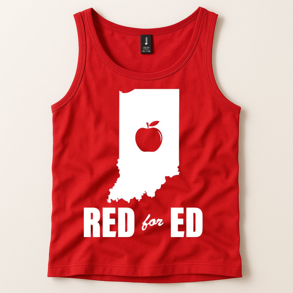 Red For Ed Indiana Teachers Apple Tank Top
